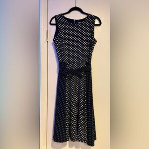 Danny & Nicole Polka Dot Swing Dress With Belt, Size 8